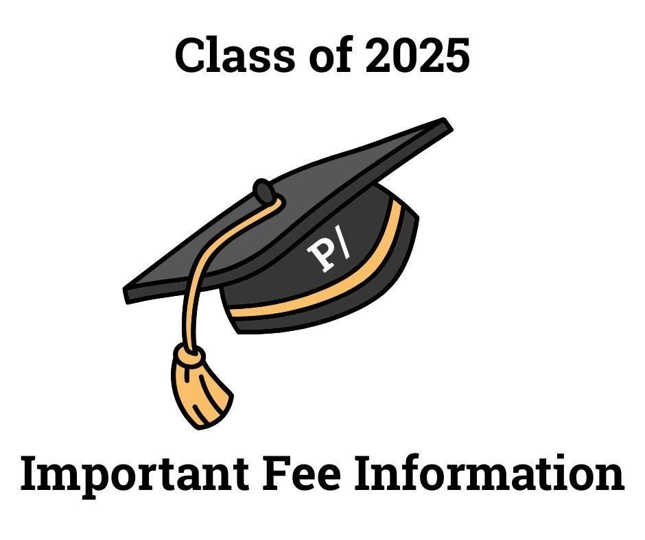  graphic of graduation hat with important fee information